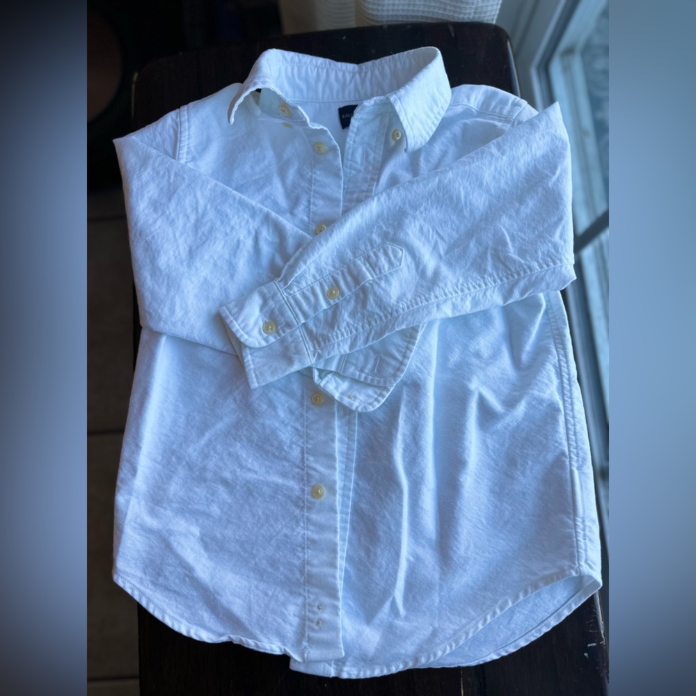 Polo Ralph Lauren: boy shirt (never worn-some tiny spots of closet rust)